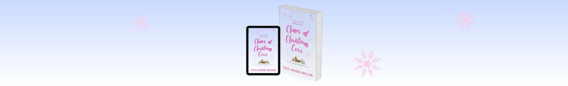 3D book cover on blue background with snowflakes