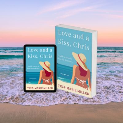 Love and a Kiss, Chris 3D Book Cover against the sea