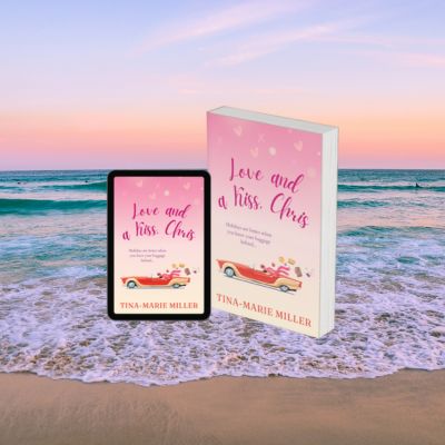 Love and a Kiss, Chris 3D Book Cover against the sea