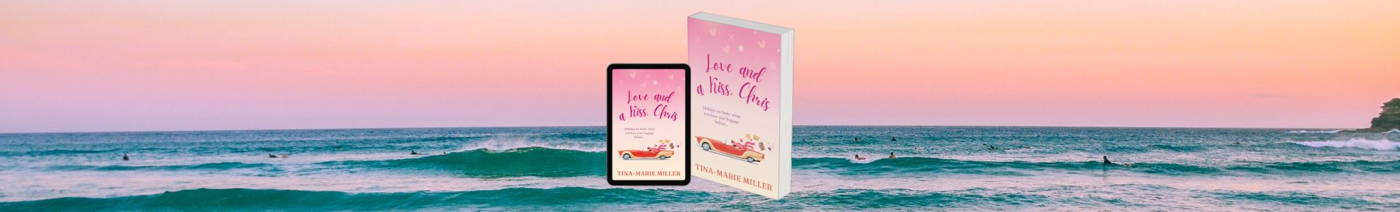 Love and a Kiss, Chris 3D Book Cover against the sea