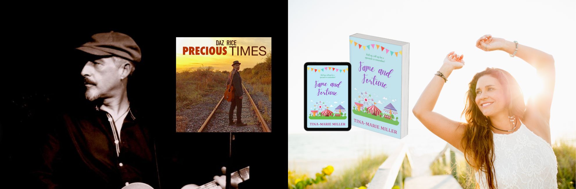 Daz Rice's album Precious Times and Fame and Fortune 3D book cover
