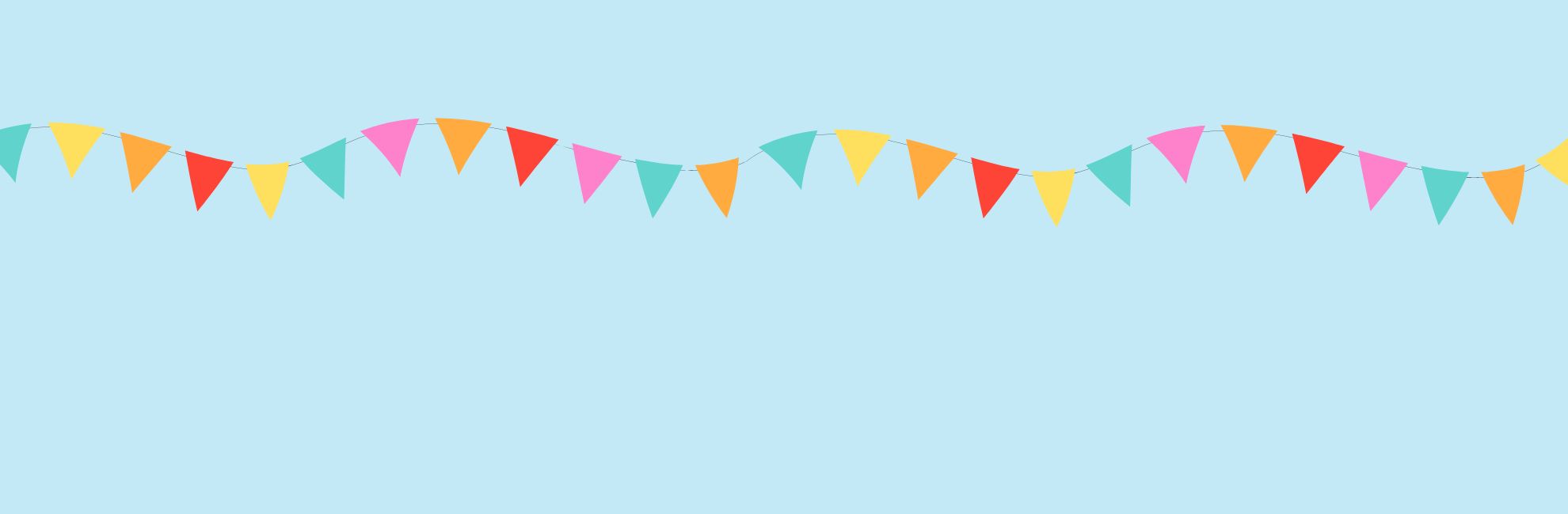Blue sky with multicoloured bunting