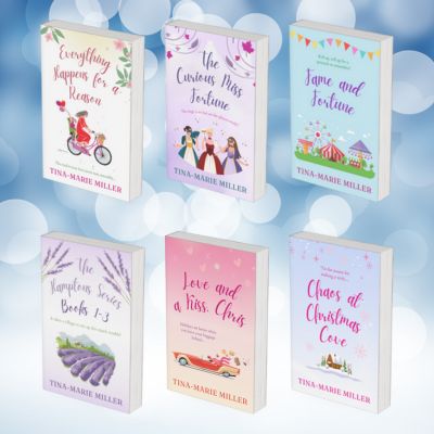 Newly redesigned book covers on blue bokeh effect background