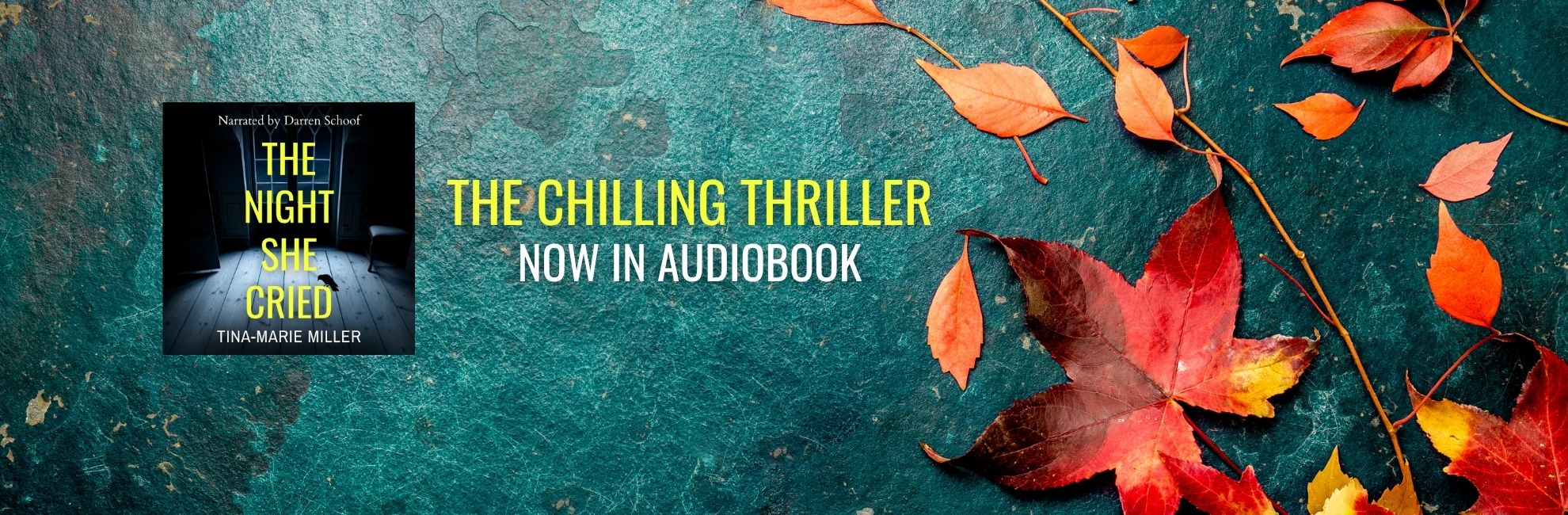 Orange autumn leaves and thriller audiobook cover